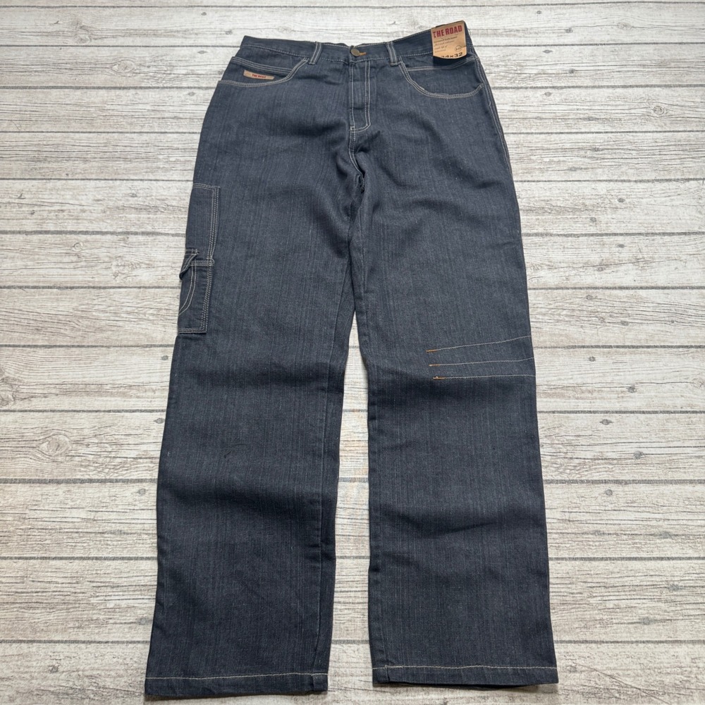 NEW The Road Carpenter Jeans Mens 34x32 Dark Blue Straight Vintage Style Utility